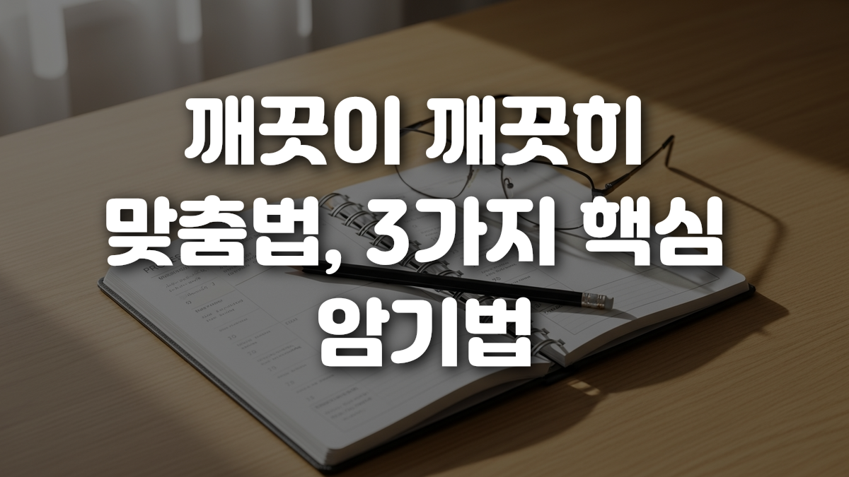 깨끗이 깨끗히 맞춤법 3가지 핵심 암기법