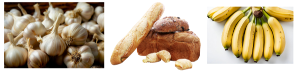 마늘, 빵, 바나나