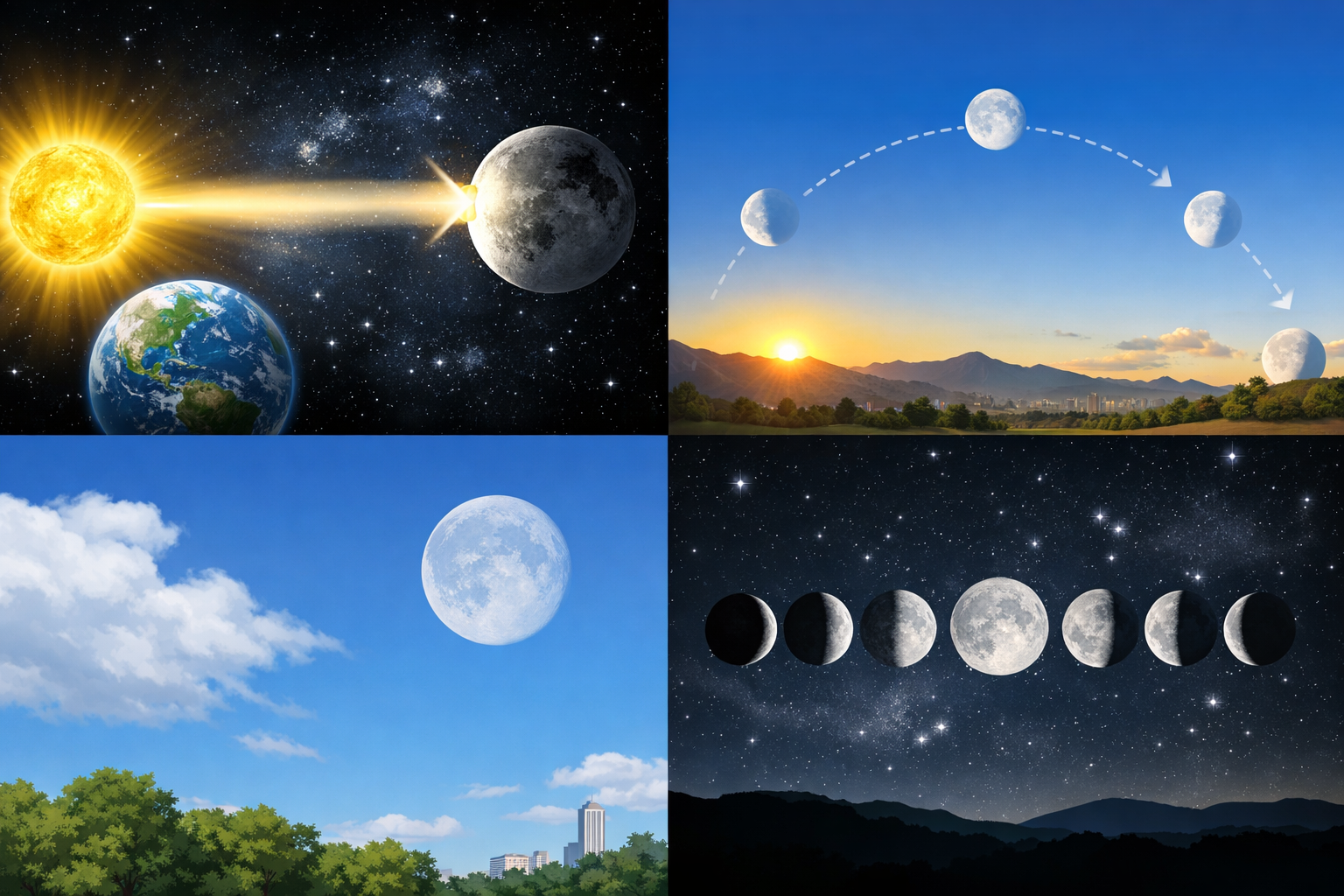 달은 왜 낮에도 보일 때가 있을까? (태양빛을 반사하는 원리, 낮하늘에서도 보이는 조건, 매일 보이지 않는 이유)