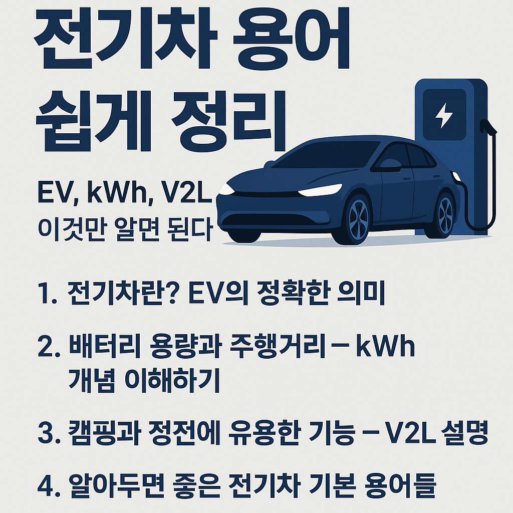 EV, kWh, V2L, 전기차 용어