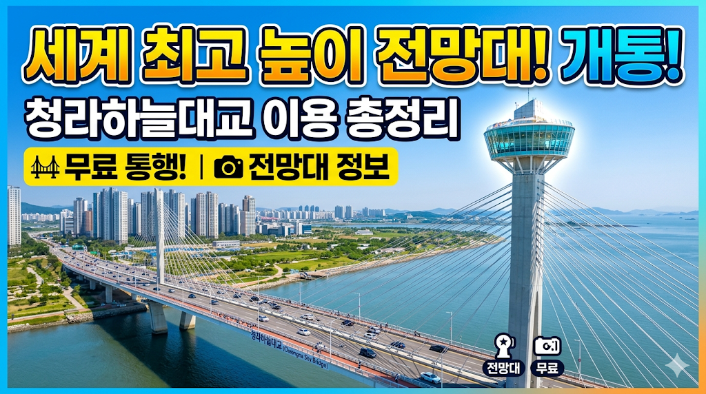 세계 1위 높이 청라하늘대교 개통! 통행료 무료 신청 및 전망대 개장 연기 정보(2026 최신)