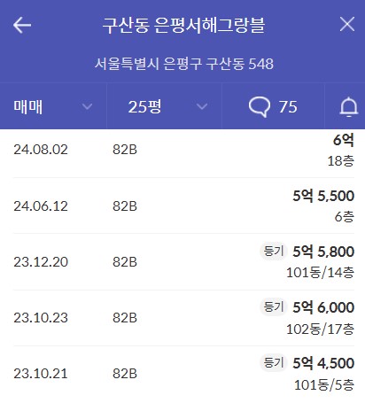 연신내 양우내안애 퍼스티지 실거래가 비교