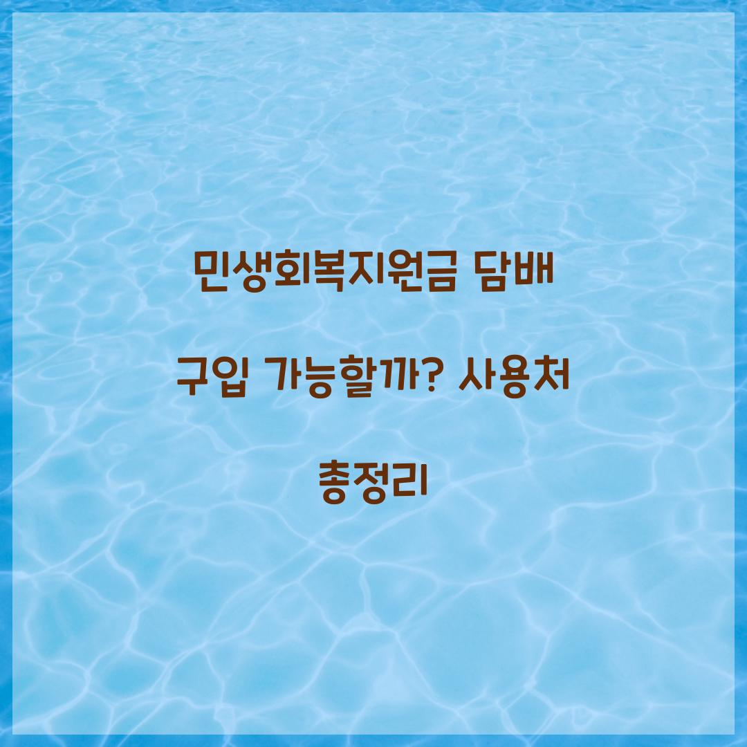 민생회복지원금 담배 구입