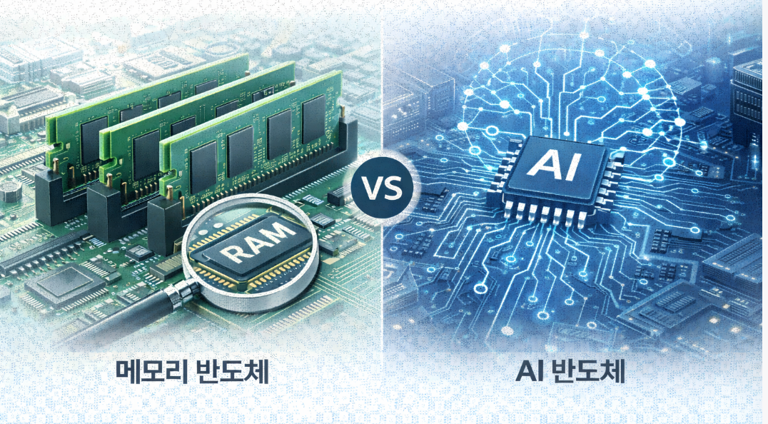 메모리 반도체와 AI 반도체 비교 관련 이미지