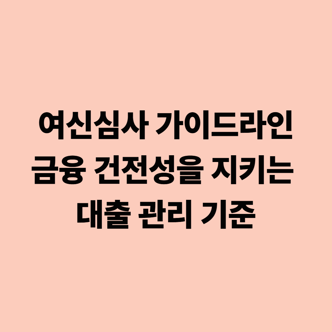 여신심사 가이드라인: 금융 건전성을 지키는 대출 관리 기준