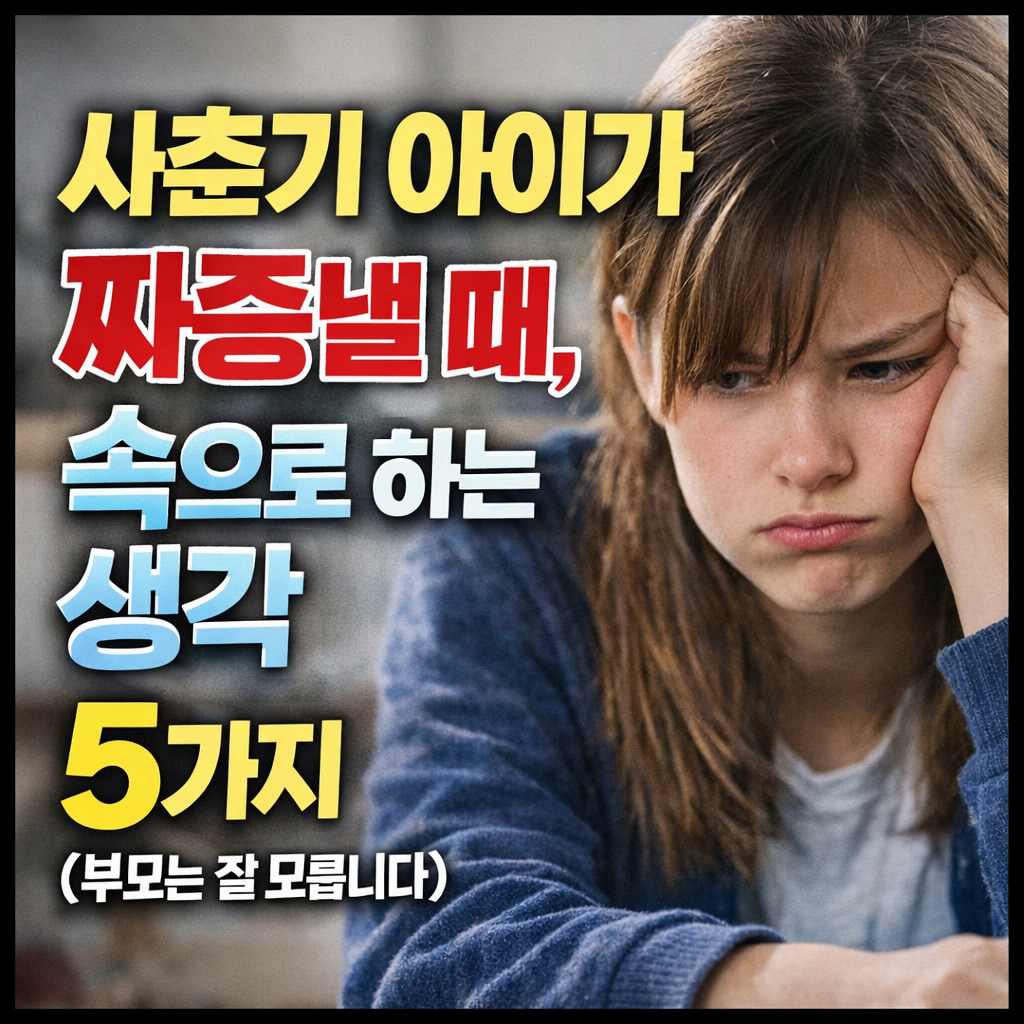 사춘기 아이가 짜증낼 때, 속으로 하는 생각 5가지 (부모는 잘 모릅니다)