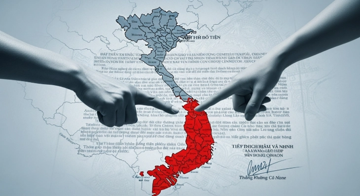 베트남 신토지법 개정으로 인한 토지 사용권 분쟁을 상징하는 추상적인 이미지. 외국인 투자자의 어려움을 표현합니다.