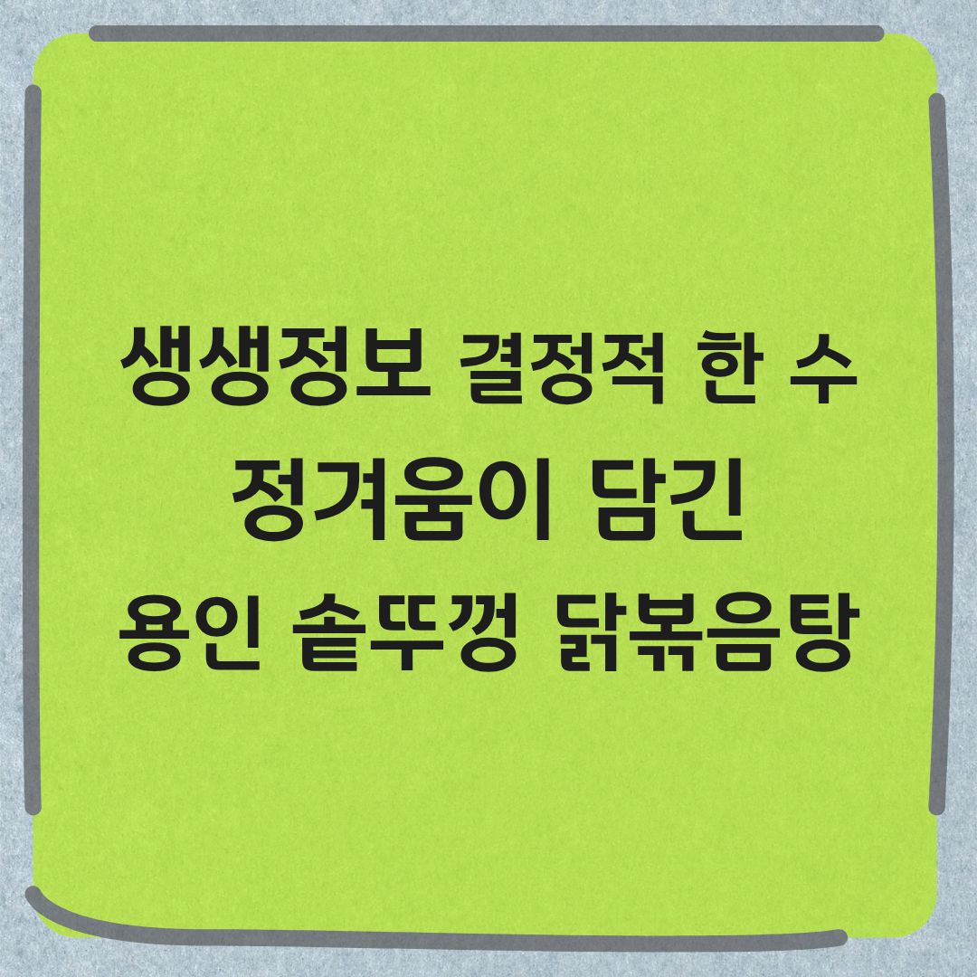 생생정보 결정적 한 수 용인 솥뚜껑 닭볶음탕 에버랜드 근처 맛집
