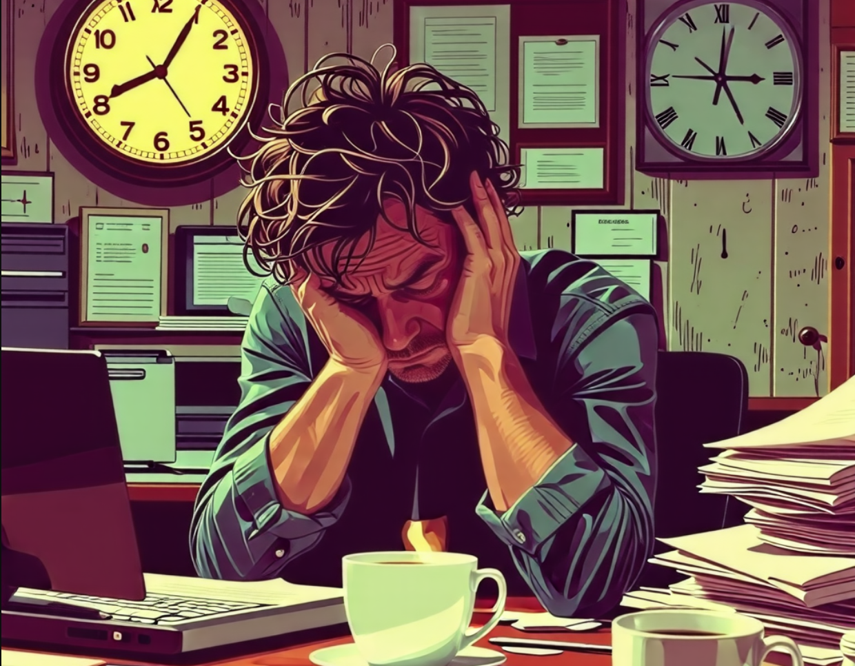 스트레스로 고통받는 직장인 사진