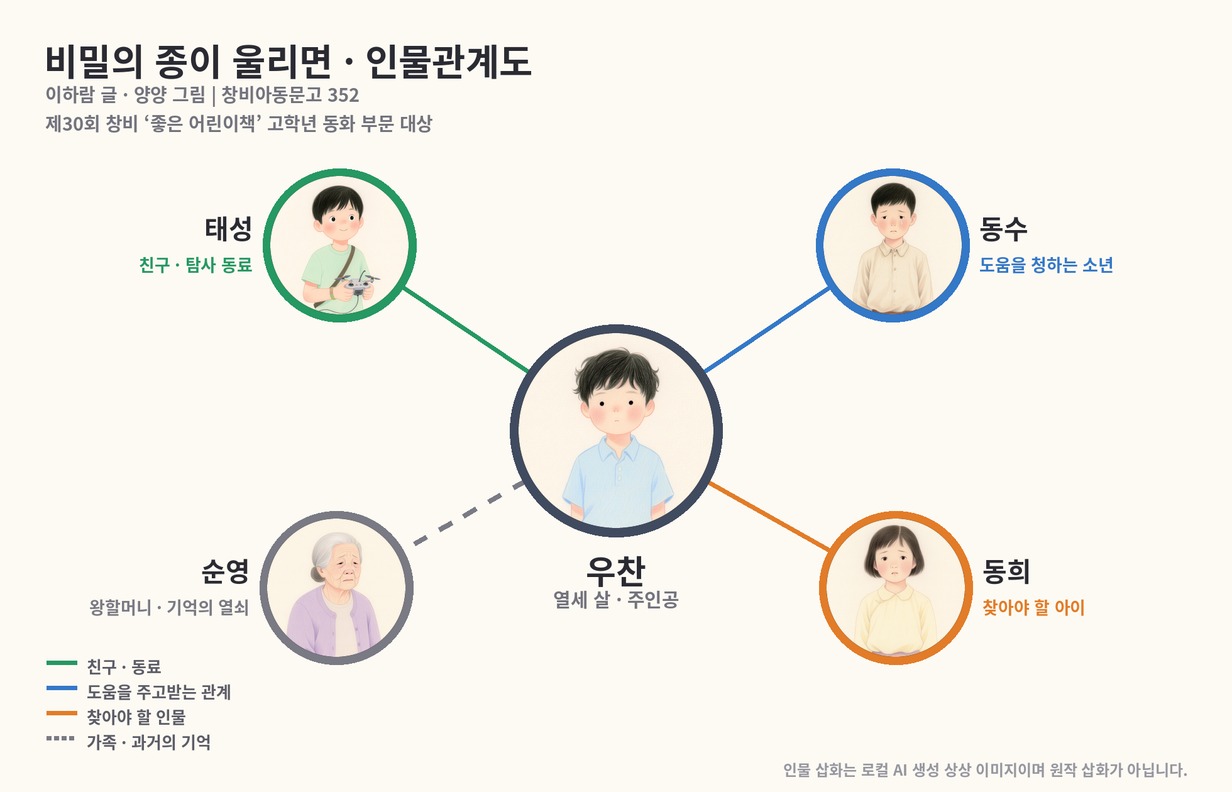 비밀의 종이 울리면 우찬 태성 동수 순영 동희 인물관계도