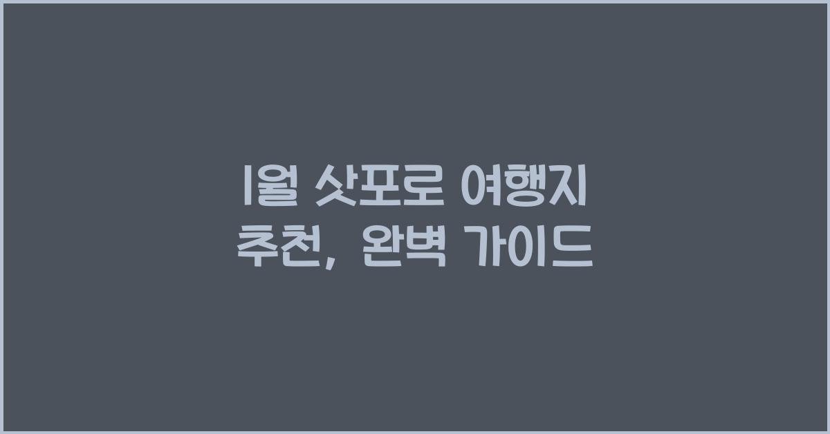 1월 삿포로 여행지 추천