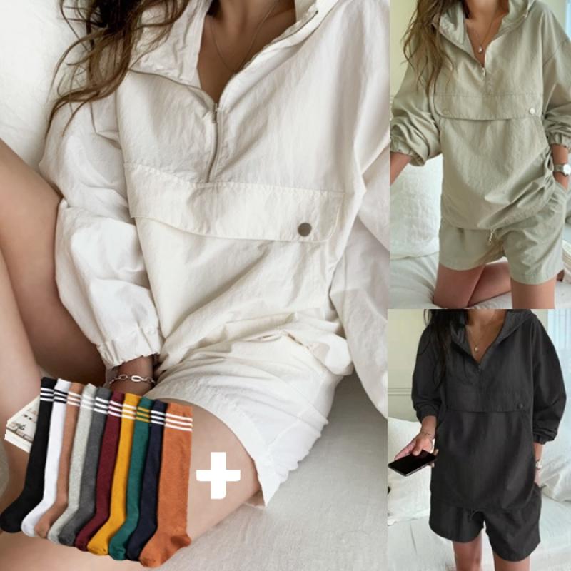 여성 아노락 트레이닝세트 바스락 츄리닝 트레이닝복 긴팔집업 숏 반바지