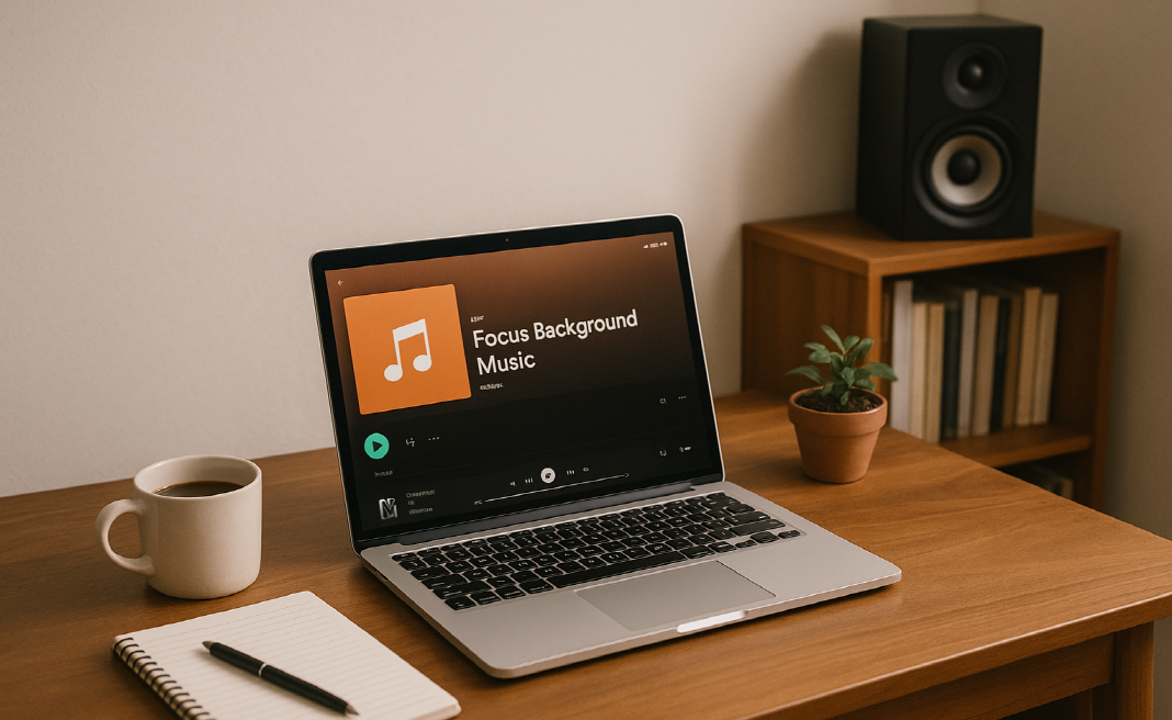 몰입을 돕는 배경 음악이 흐르고 있는 스터디 공간의 모습