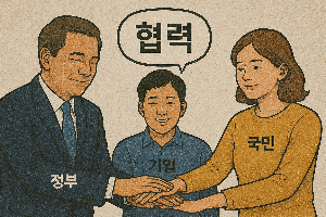 정부와 기업과 국민의 협력 이미지