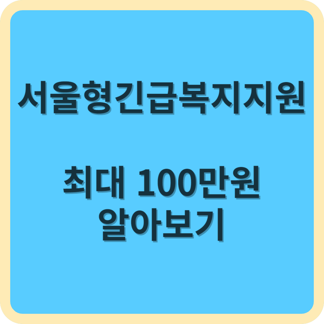 서울형긴급복지지원 알아보기