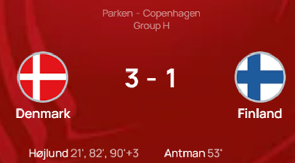 UEFA EURO 유로 2024 예선 경기 결과 매치데이1 그룹 H조 덴마크 핀란드 경기 결과