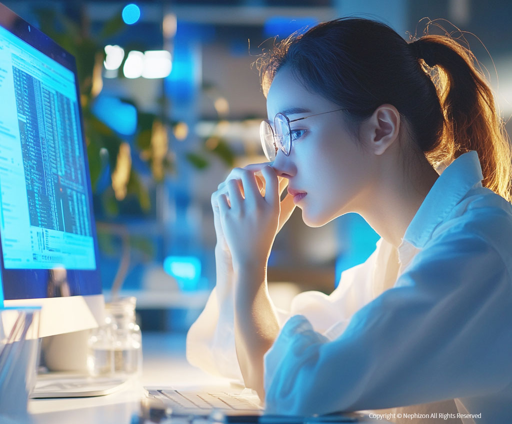 블루라이트 환경에서 모니터 작업