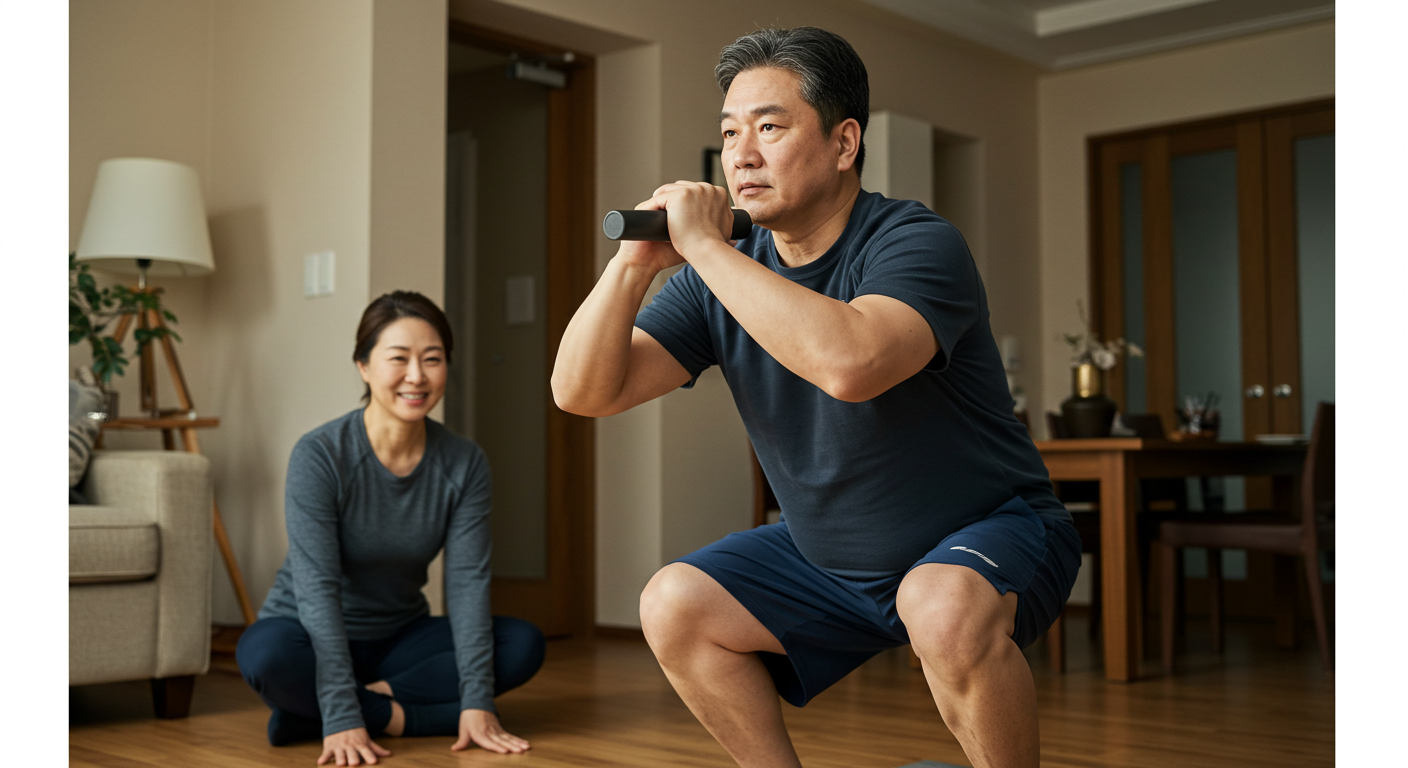 50대의 스쿼트운동 사진