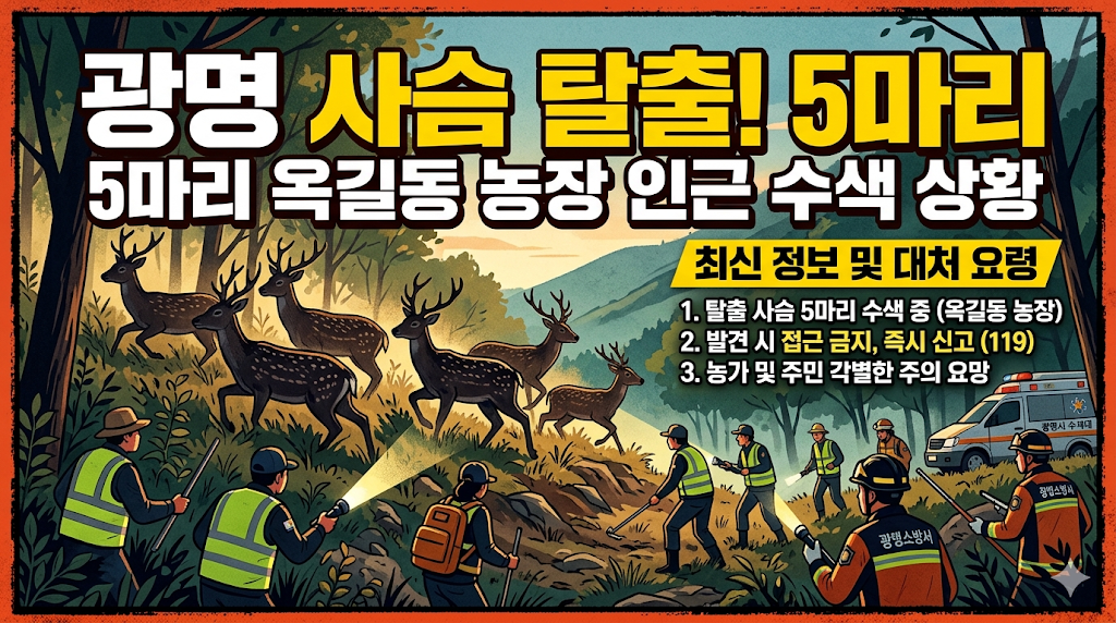 광명 사슴 탈출 5마리 옥길동 농장 수색 상황 및 대처 요령 (최신 정보)