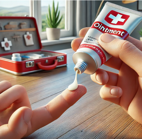 아이 연고 바르는 사진