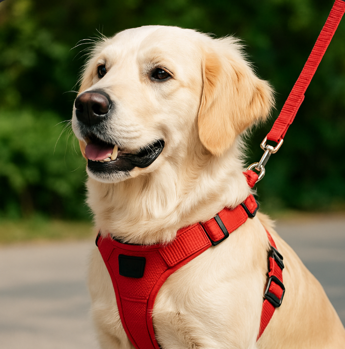 하네스 착용한 강아지 이미지