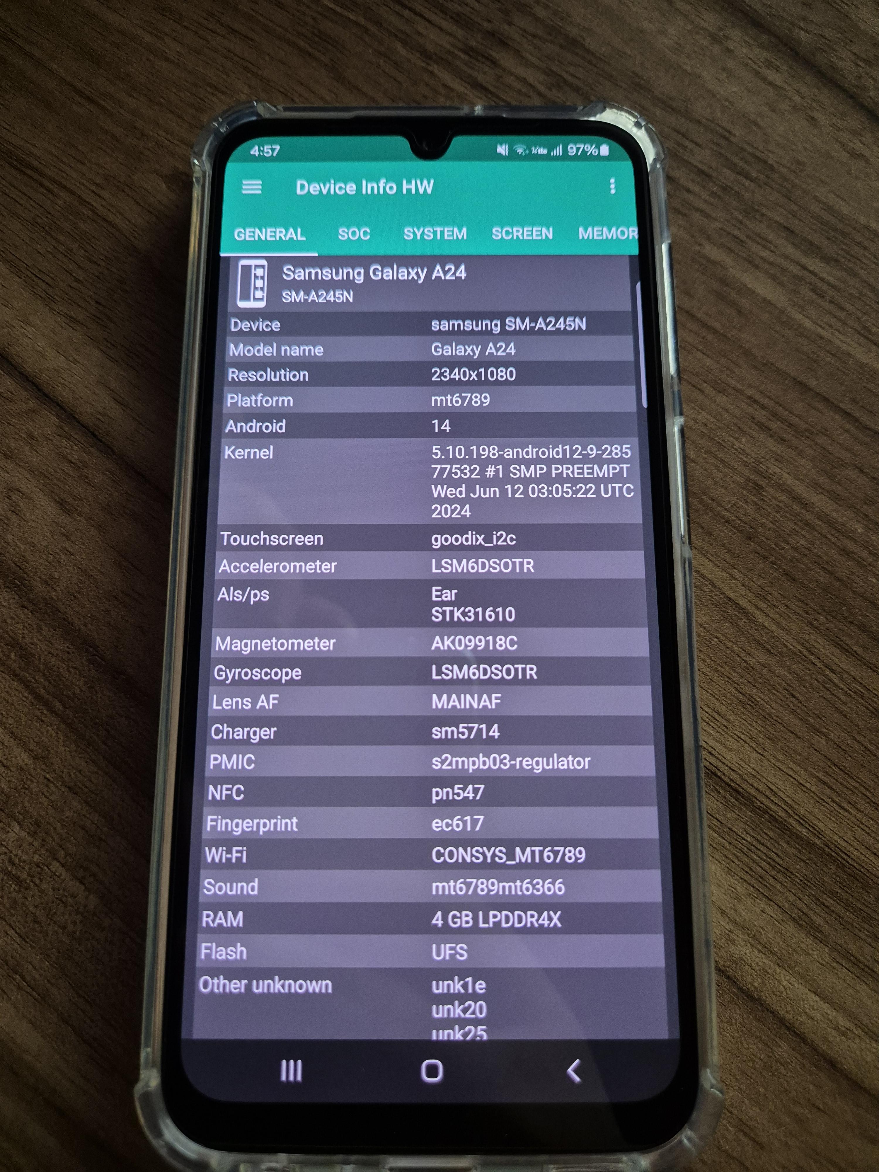 갤럭시A24 하드웨어 정보