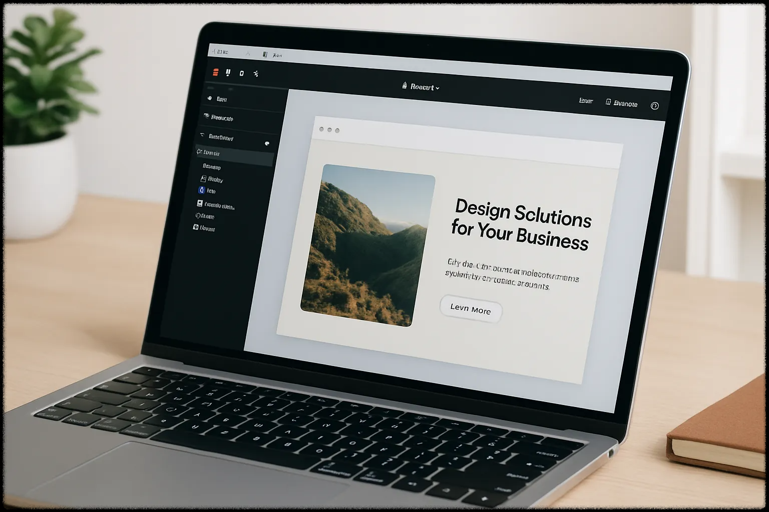 Framer UI가 띄워진 노트북 화면