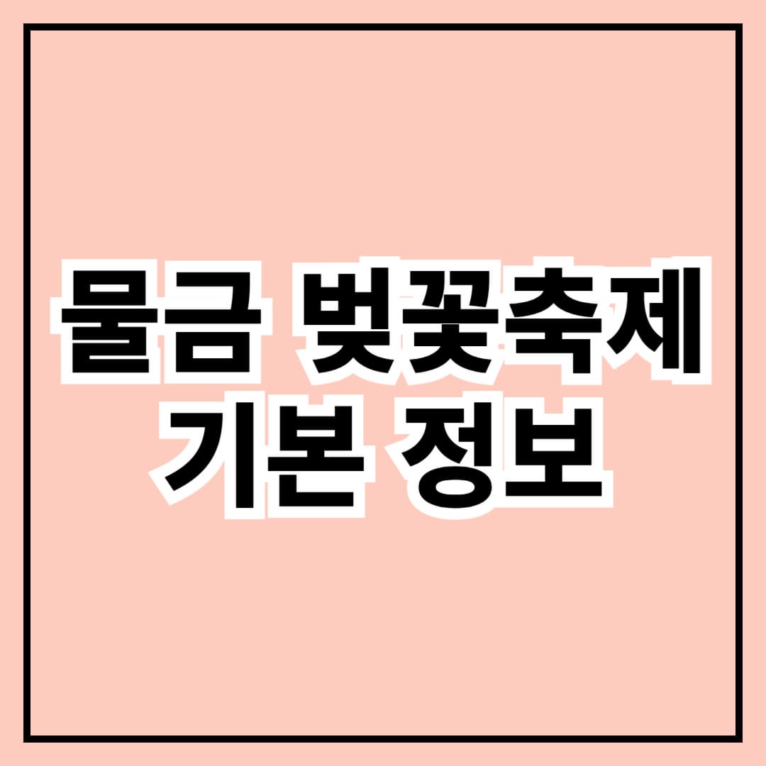 물금 벚꽃축제 기본정보