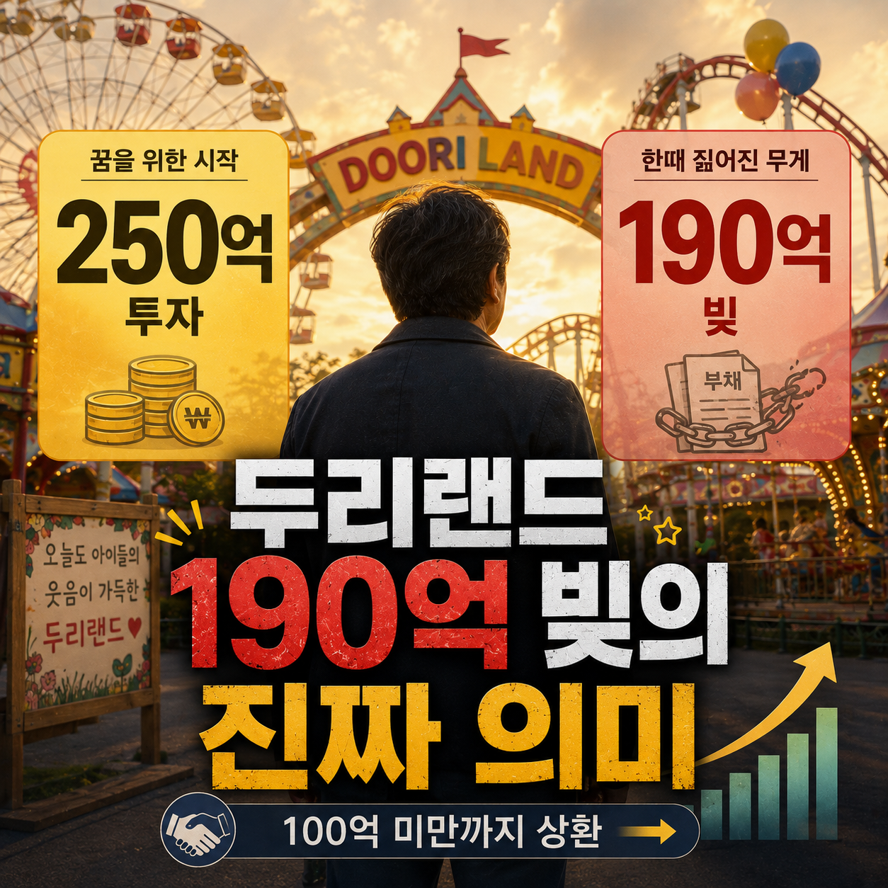 임채무 두리랜드 190억 빚과 250억 투자 이야기를 정리한 대표 이미지