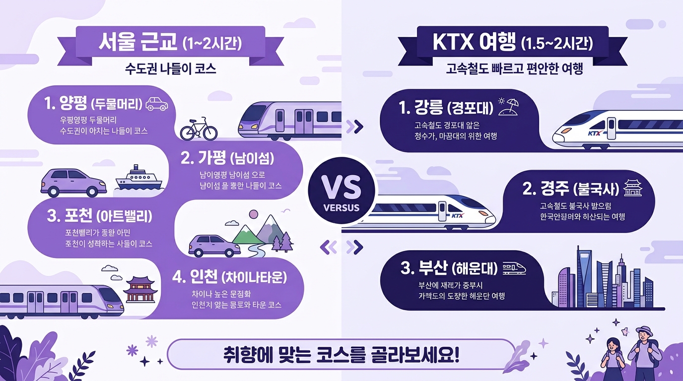 서울 근교 vs KTX 당일치기 여행지 비교