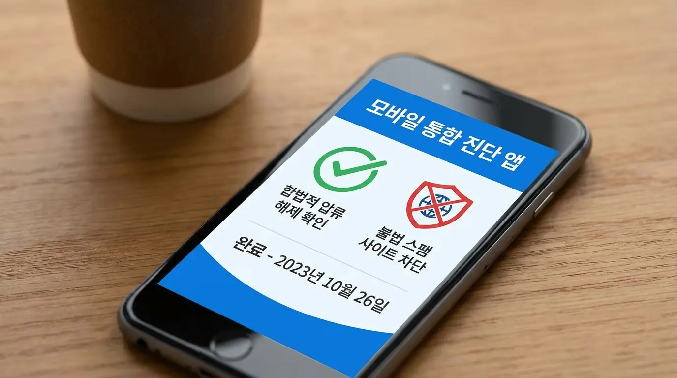 모바일 통합 진단 앱 합법적 압류 해제 확인 및 불법 스팸 사이트 차단