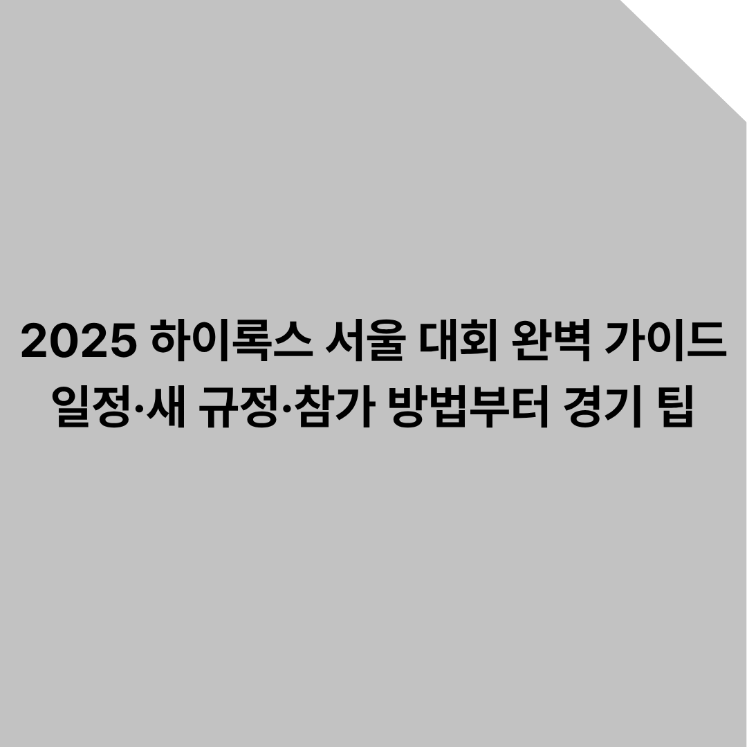 2025 하이록스 서울 대회 완벽 가이드: 일정·새 규정·참가 방법부터 경기 팁까지