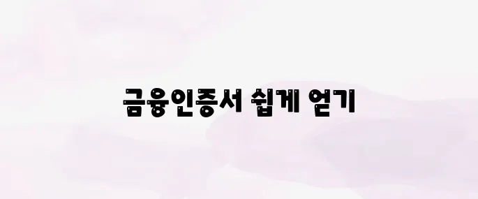 금융인증서 발급방법 안내