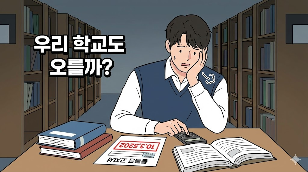 등록금 인상 소식에 경제적 부담을 걱정하는 대학생의 모습