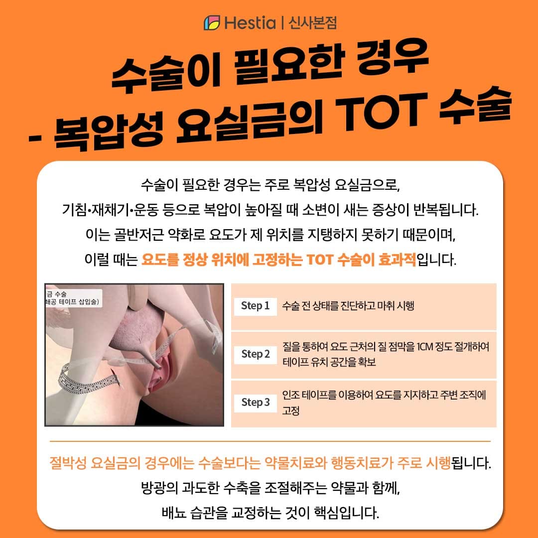 수술이 필요한 요실금 증상 – 요실금 치료법 TOT 수술