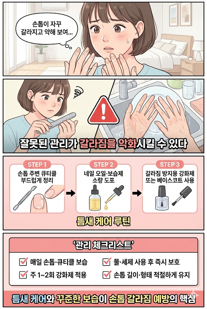 손톱 갈라짐 방지하는 효과적인 네일 틈새 케어 루틴 가이드