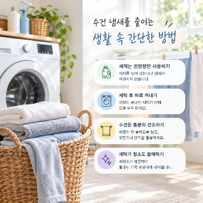수건에서 냄새가 나는 이유와 빨래 후 냄새 줄이는 방법