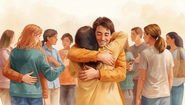 사람들 사이에서 마음을 이어주는 다리 같은 존재입니다에 관한 그림입니다.