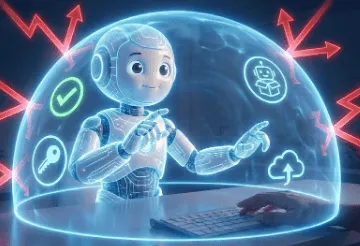 OpenClaw (오픈클로, 구 클로드봇): 공식 소스 사용, 가상환경 테스트 등 OpenClaw 안전 가이드 체크리스트 아이콘으로 구성된 보호막 안에 안전하게 있는 로봇과 외부 위협을 막아내는 모습.