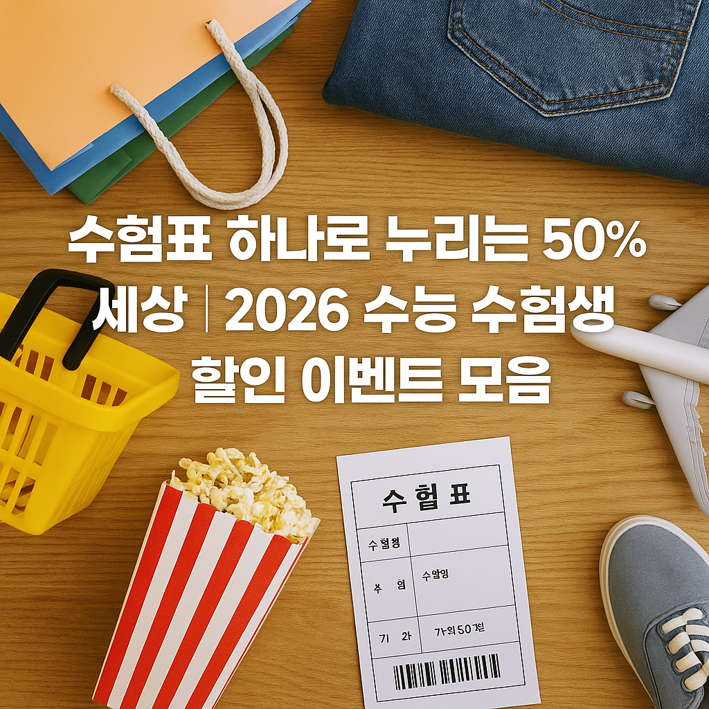 수험표 하나로 누리는 50% 세상｜2026 수능 수험생 할인 이벤트 모음