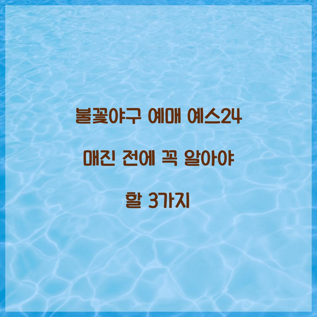 불꽃야구 예매 예스24 매진 전에 꼭 알아야 할 3가지