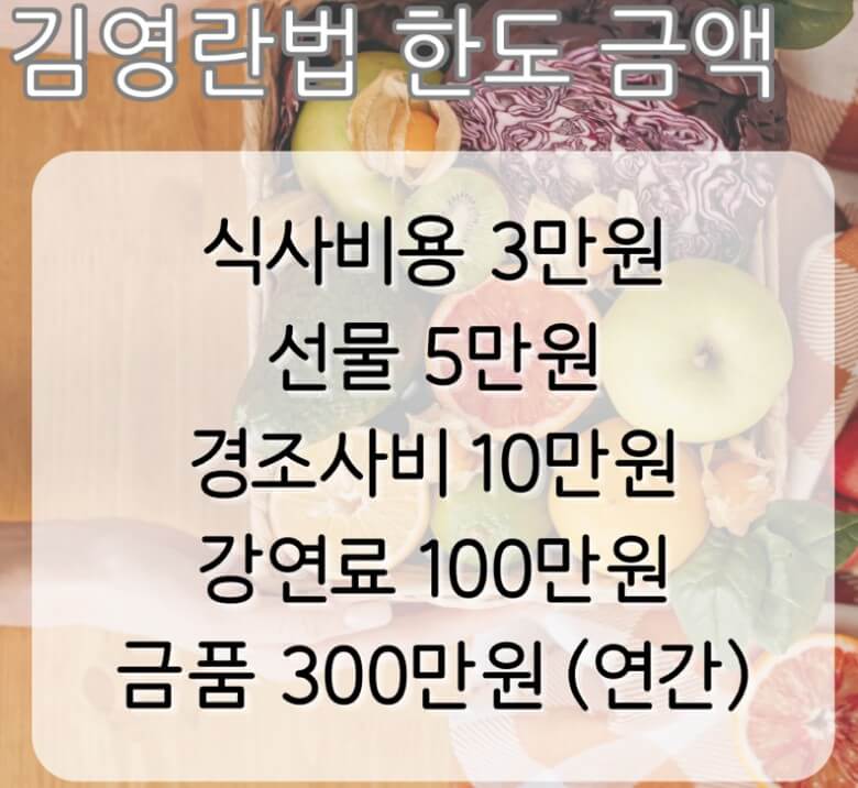 김영란법 한도 금액
