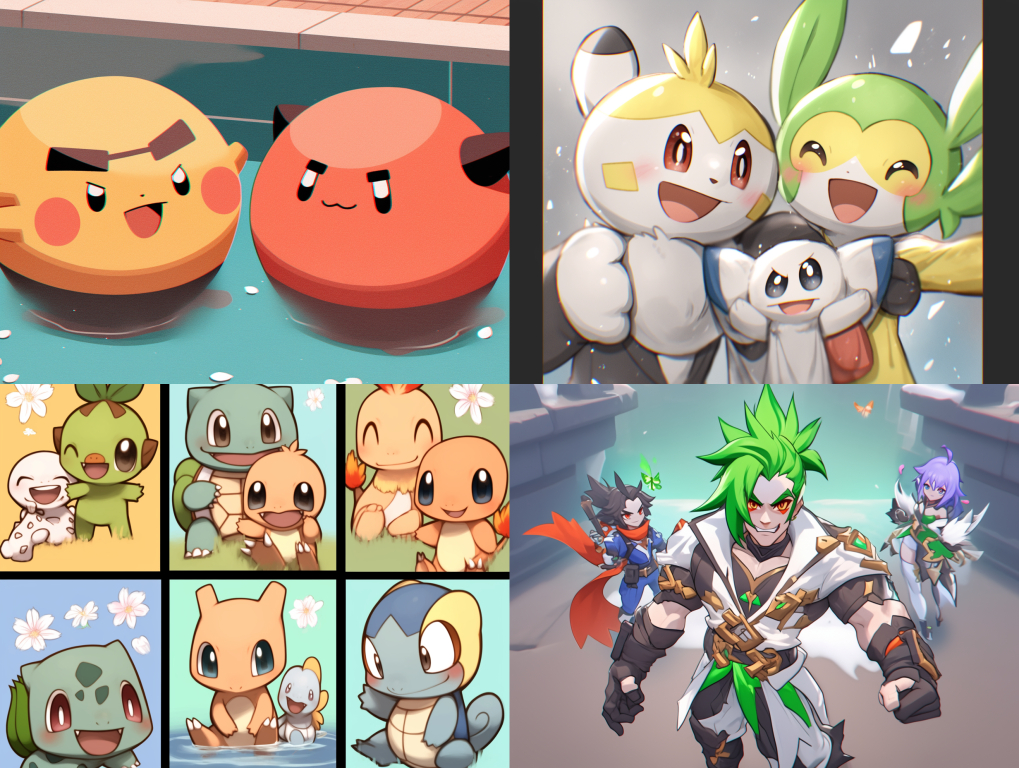 색이 다른 봄꽃 장식 포켓몬 이미지