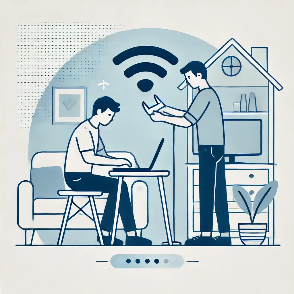 인터넷 설치 서비스를 받고 있는 남자