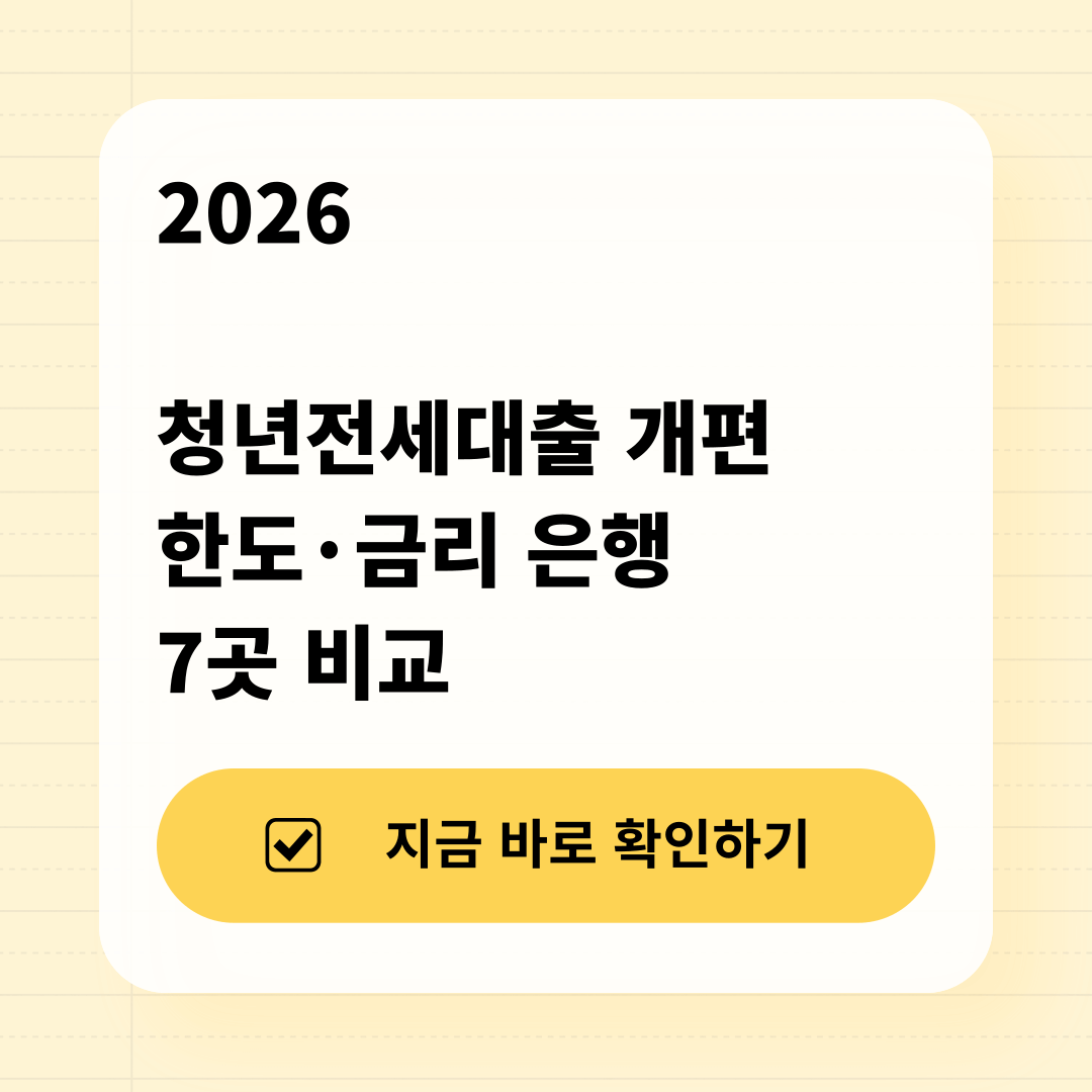 2026년 청년 전세자금대출 상품별 한도와 금리 비교 인포그래픽