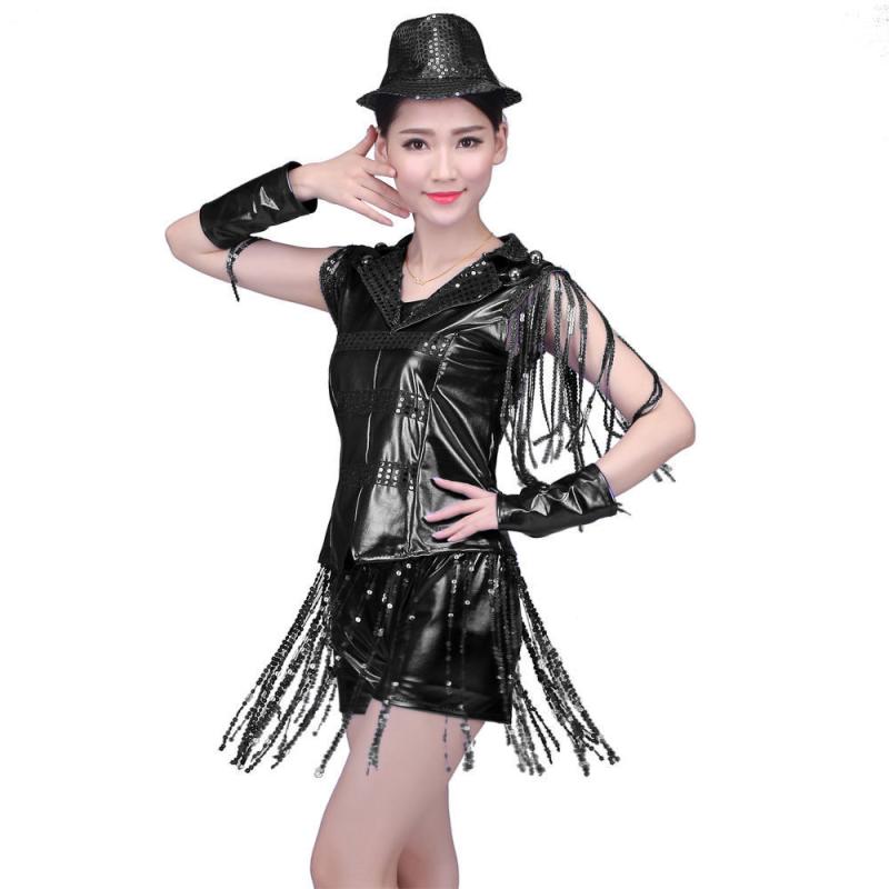 FANSYLI 여성 재즈 댄스복 세트 수술 상의 반바지 치어리딩 댄스복 W4A10