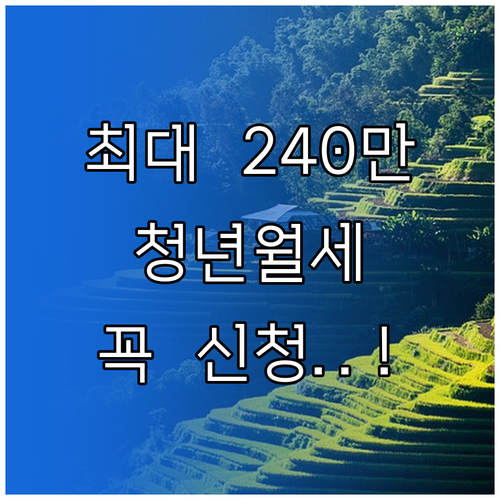 최대 240만원 지원 청년월세 특별지..