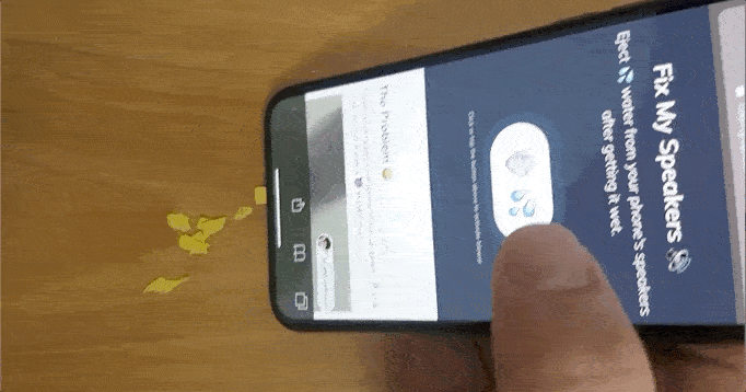 스피커 물빼기 버튼 동작 예시 GIF