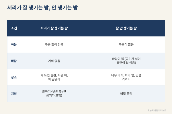 기온은 영상인데 차 유리에 서리가? 맑은 밤에 서리가 많은 이유와 내일 아침 서리 예측법