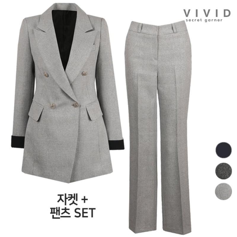 비비드시크릿가너 VIVID SET 여성 라엠더블 정장자켓 팬츠 세트